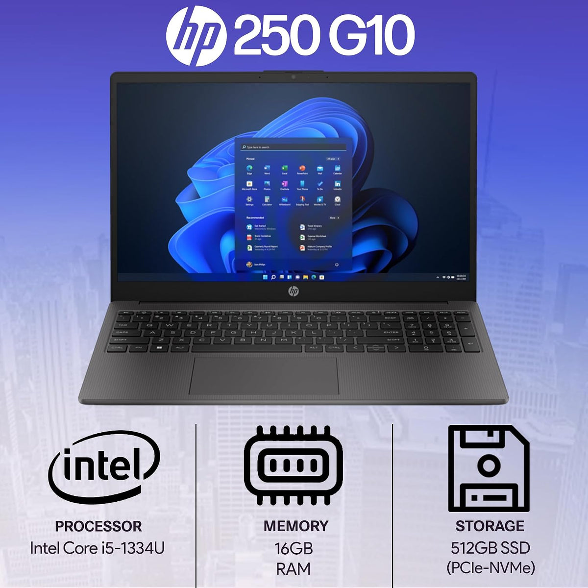 HP LAPTOP CA2X8ES 250R G10 CORE 7-150U/16GB/512GBSSD/DOS/15.6"/ARB – image 3