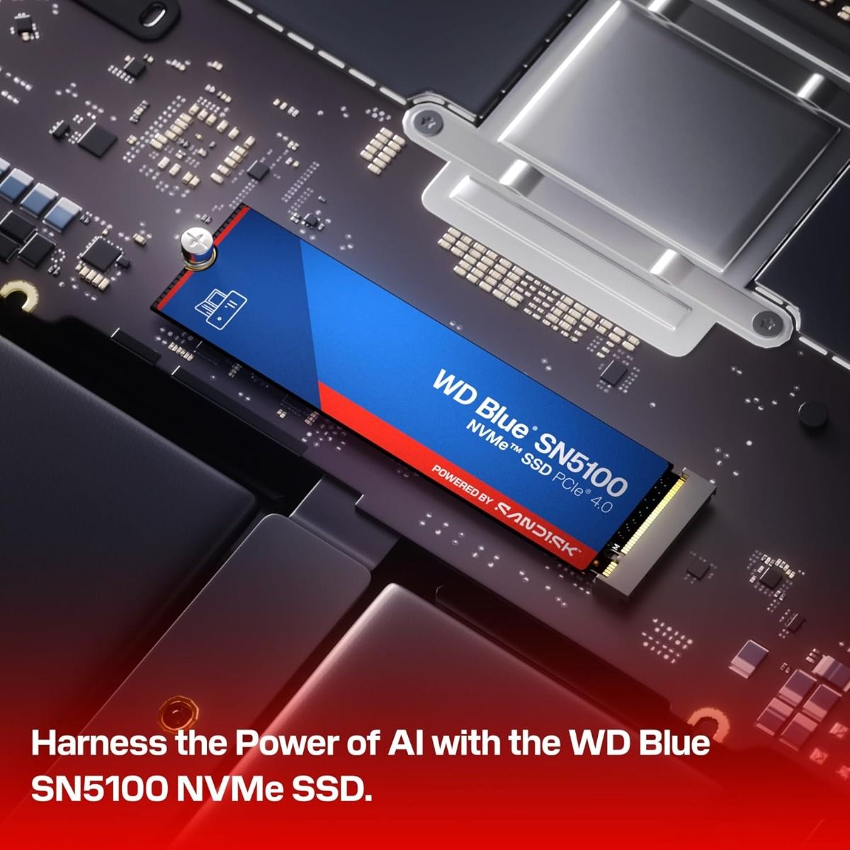 WD 500GB Blue SN5100 NVMe M.2 2280 PCIe Gen4 SSD R:6600MB/s,W:5600MB/s