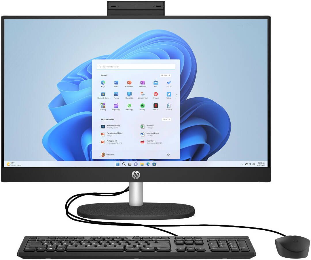 HP AIO 27-cr1064nh U7-155U 8GB/512GBSSD/27"FHD/TOUCH/DOS/JET-BLACK/ENG
